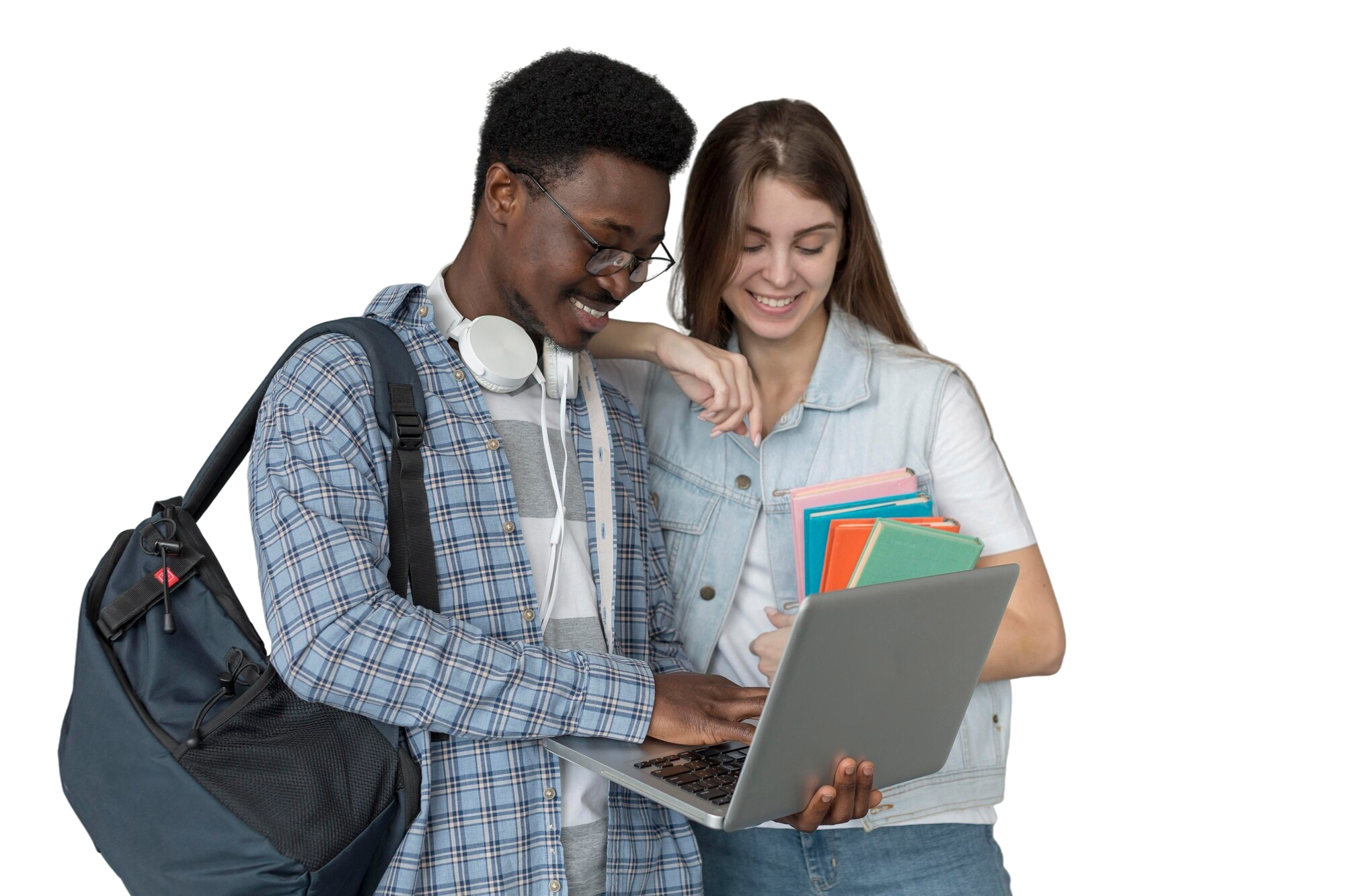 students with laptop medium shot