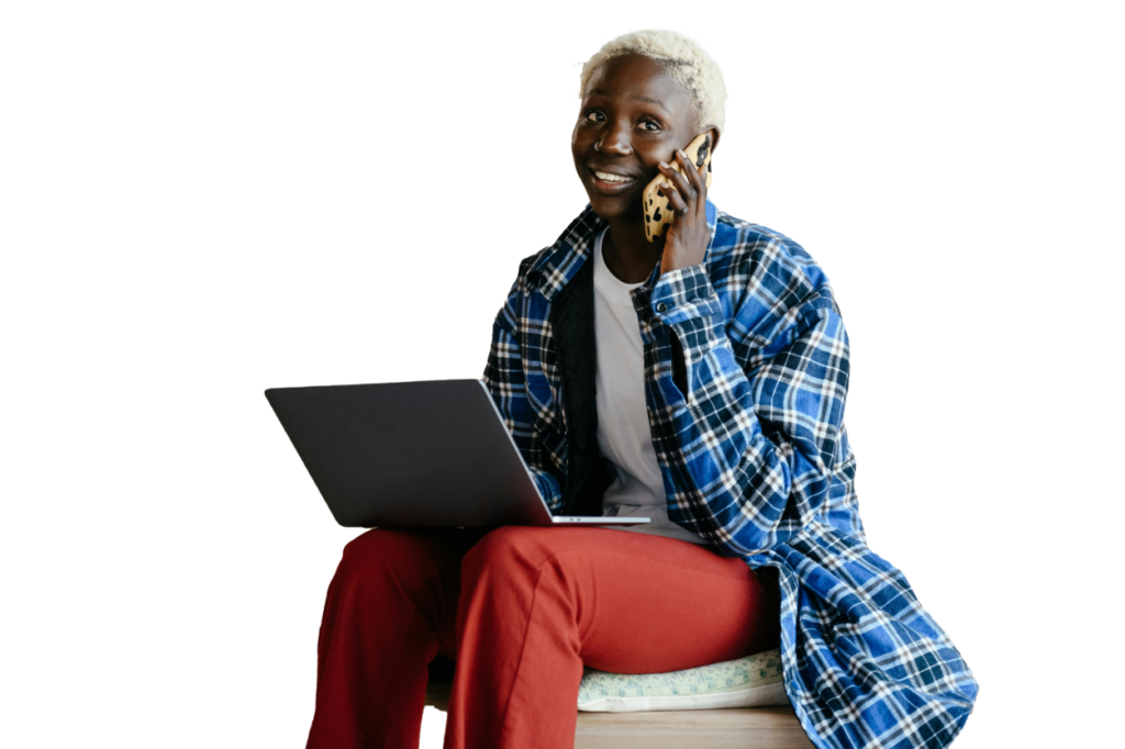 lady with laptop on phone 1024x682 1