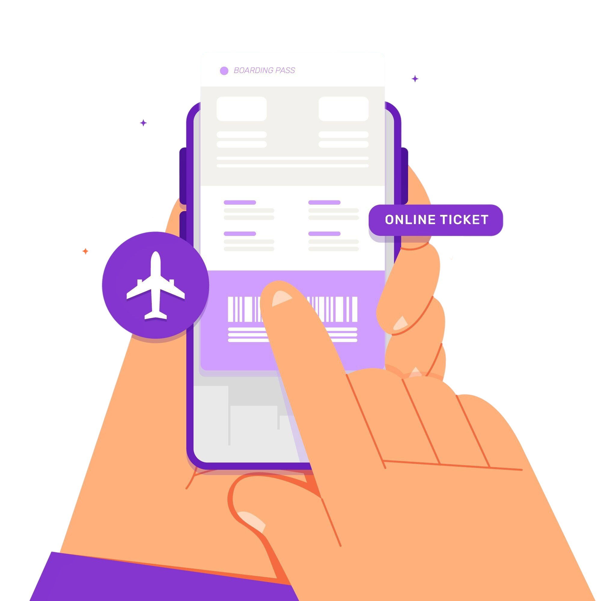 flat design online ticket illustration